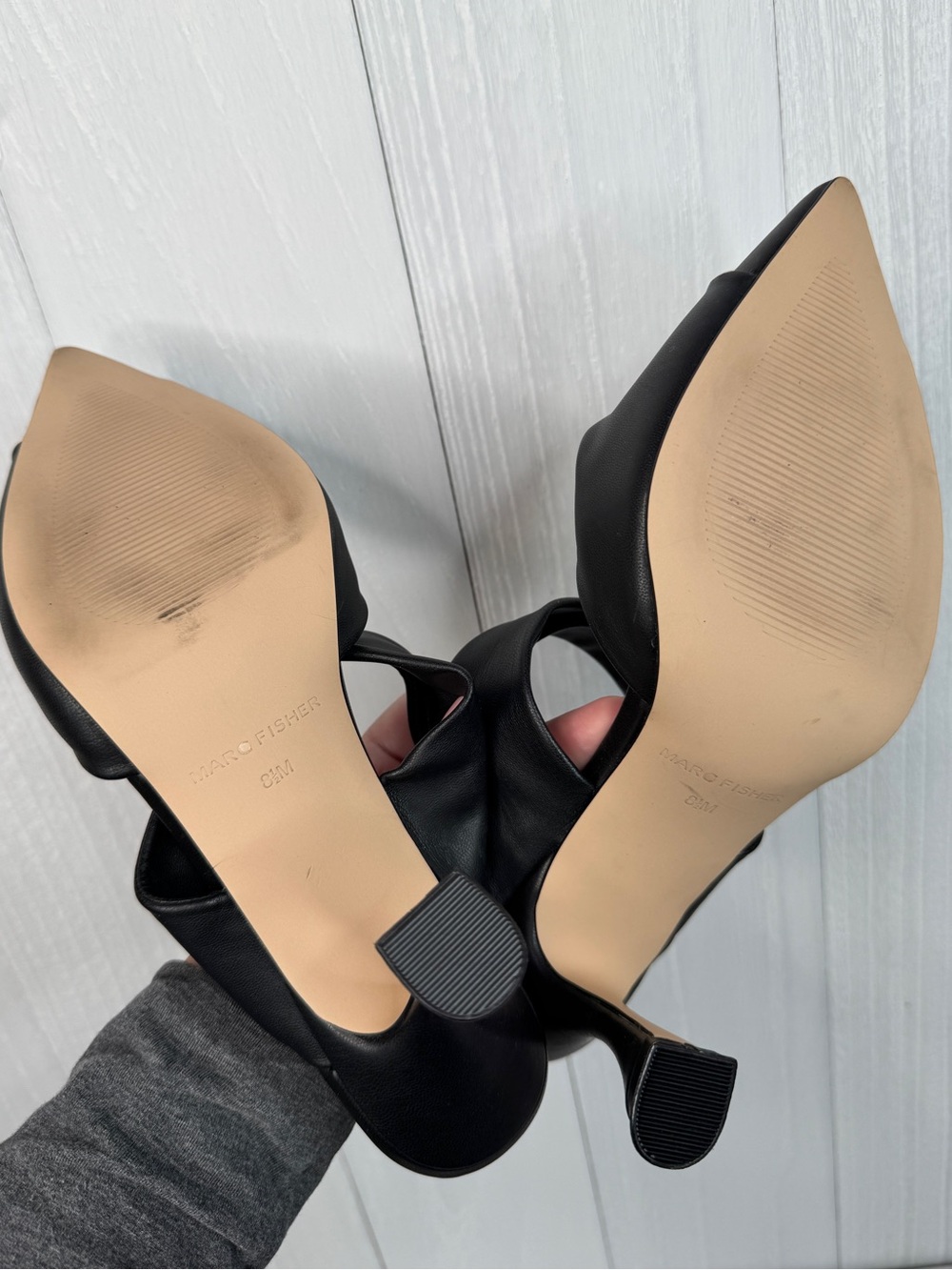 Marc Fisher Heaton Black Pointed Toe Twist Strap Mule Heels 8.5 - Picture 3 of 5